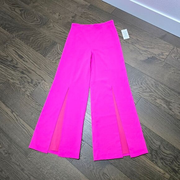 🆕️ Jay Godfrey Churchill Wide Leg Front Slit Dress Pants in Bright Fuchsia Pink - Picture 1 of 12